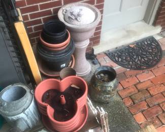 Planter, fountain and watering cans!