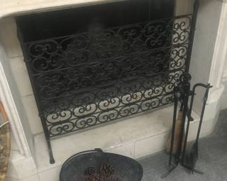 Wrought iron fireplace screen and tools!
