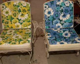 MCM Wrought Iron Chairs w/ Vintage Floral Upholstery