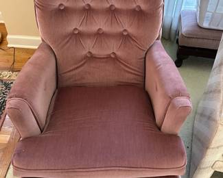 Upholstered Pink Velvet Recliner