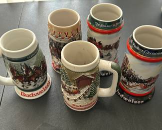 Vintage Budweiser Holiday Steins 