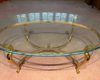 Glass and brass coffee table