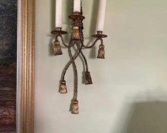 Pair beautiful brass candle wall sconces