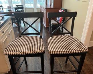 Pair of bar stools w/ cushions - 42" H, 15" D, 19"W