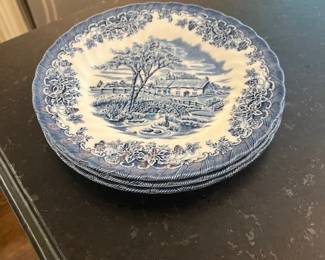 Churchill - Blue Brook pattern - dinner plates