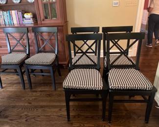 6 kitchen/dining room chairs w/ cushions - 36" H, 16" D, 18 1/2 W