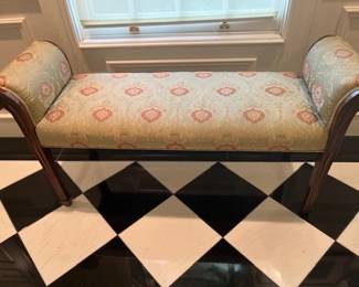 Upholstered bench with arms - 25" H, 16" D, 49" W, 18" Seat H