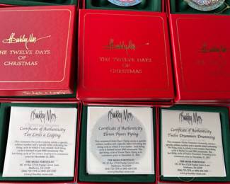 Buckley Moss 12 days of Christmas Ornaments. Collectible with COA papers.