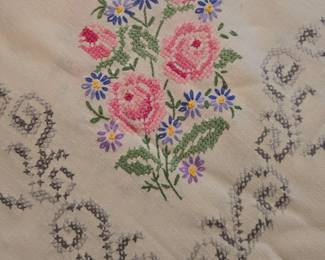 Beautiful Hand Made Cross Stitch/ Embroidered Linens