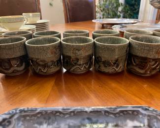 vintage Japanese Otagiri Soma Yak Soma Ware double-walled tumblers with heart cutouts