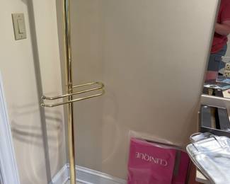 Vintage brass free standing towel holder