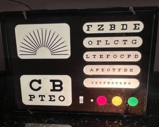Vintage illuminated optometrist eye/vision chart box