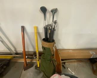 Old golf clubs and tools