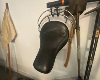 Honda CX650 seat.There is a bin of additional motorcycle parts
