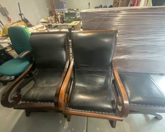 Leather chairs and 1 matching ottoman