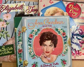 Vintage Paper Dolls including Elizabeth Taylor, Ava Gardner, Doris Day