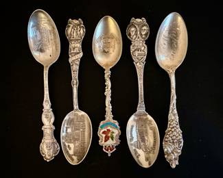 Silver souvenir and commemorative spoons