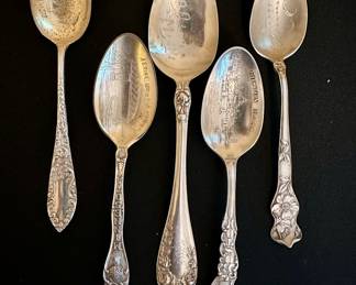 Silver souvenir and commemorative spoons