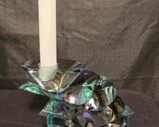 Art glass candle holder by artist Bill Meek 2001