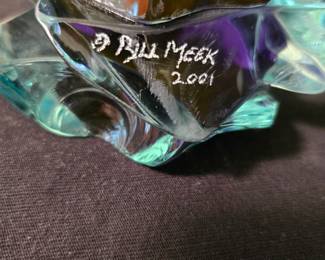Art glass candle holder by artist Bill Meek 2001