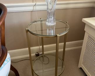 Brass table and vase