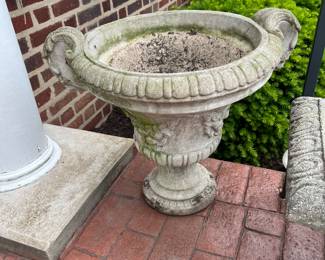 One of a pair of cement planters