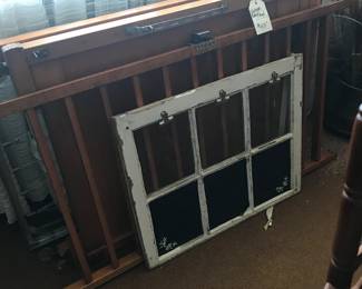 Vintage baby bed, old window