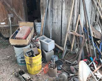Various yard tools from storage shed