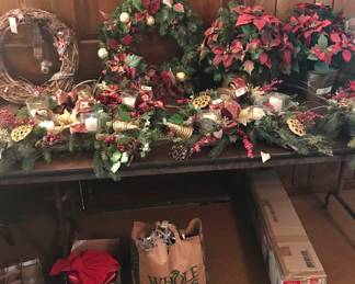Several Christmas table centerpieces