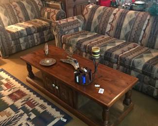 Southwest sofa, loveseat, coffee table, rug
