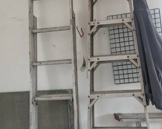 Step ladder, extension ladder and larger 24' later not shown