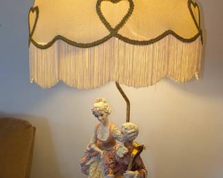 One of two porcelain large table lamps- Azzolin Capodimonte style- sold separately or as part of dining/ set