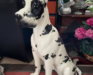 One of several ceramic dogs (life size)