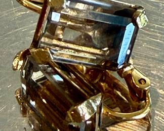 1940s gold and topaz ear clips
