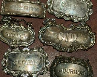 Antique sterling silver decanter tags