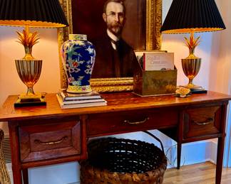 1920s antique mahogany inlaid desk