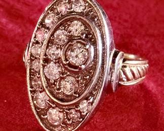 Art Deco white gold and European cut diamond ring…late 1930s