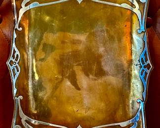 LARGE Art Nouveau Copper Tray with Sterling Silver Overlay…RARE