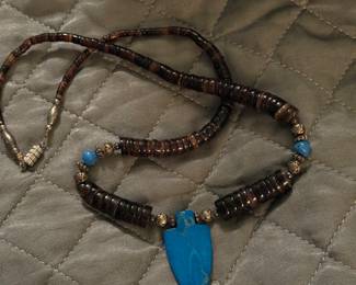 Brilliant blue antique turquoise “warrior” choker