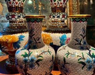 Large & beautiful cloisonné vases from the 1940s