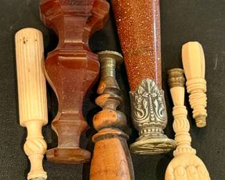 Collection of antique English and French Victorian wax seals