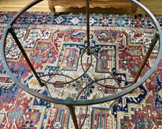 Hand-forged iron table base for the French walnut parquet table