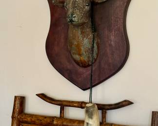 Antique iron stag head
