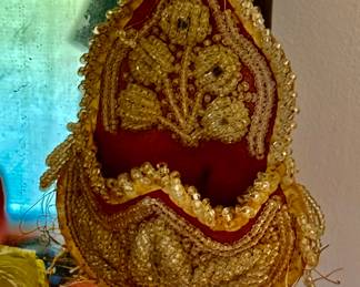 Victorian era hand beaded silk Indian Potli clutch