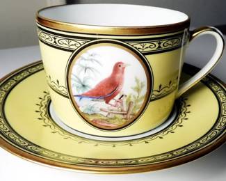 Breakfast for 2! Rare and expensive Ancienne Manufacture ROYALE Limoges JARDIN Du ROI, Mint plates and cups and saucers!