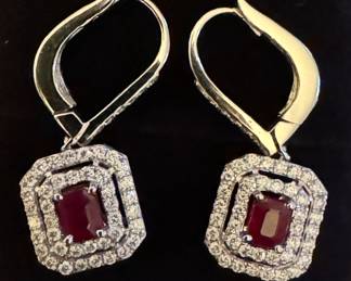 Ruby and diamond earrings in 14k