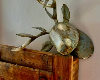 Old wash bucket tin deer head
