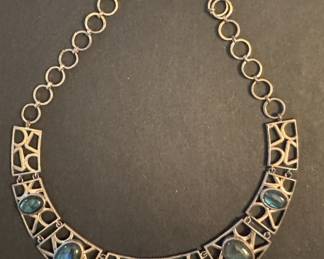 Large sterling and labradorite necklace