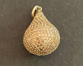 Large diamond pave tear drop pendant