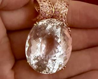 Massive 18k rose gold KUNZITE and pink sapphire pendant!  STUNNING!!!